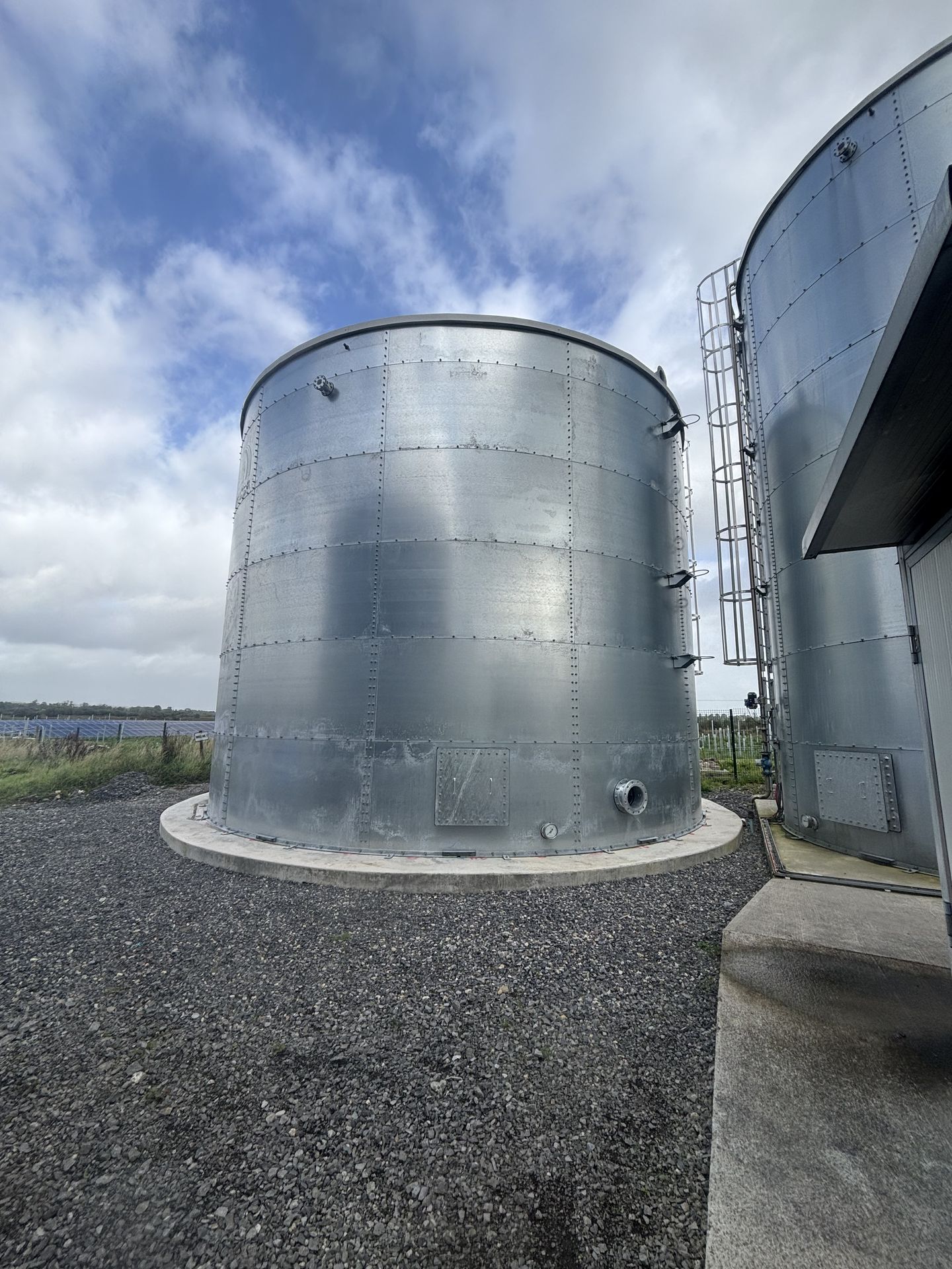 Water storage tank at an industrial processing facility
